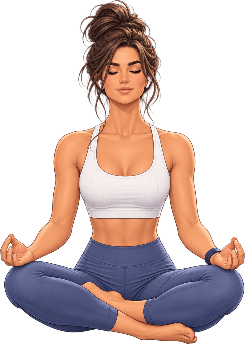 A person sitting cross-legged with eyes closed and hands resting on the knees.