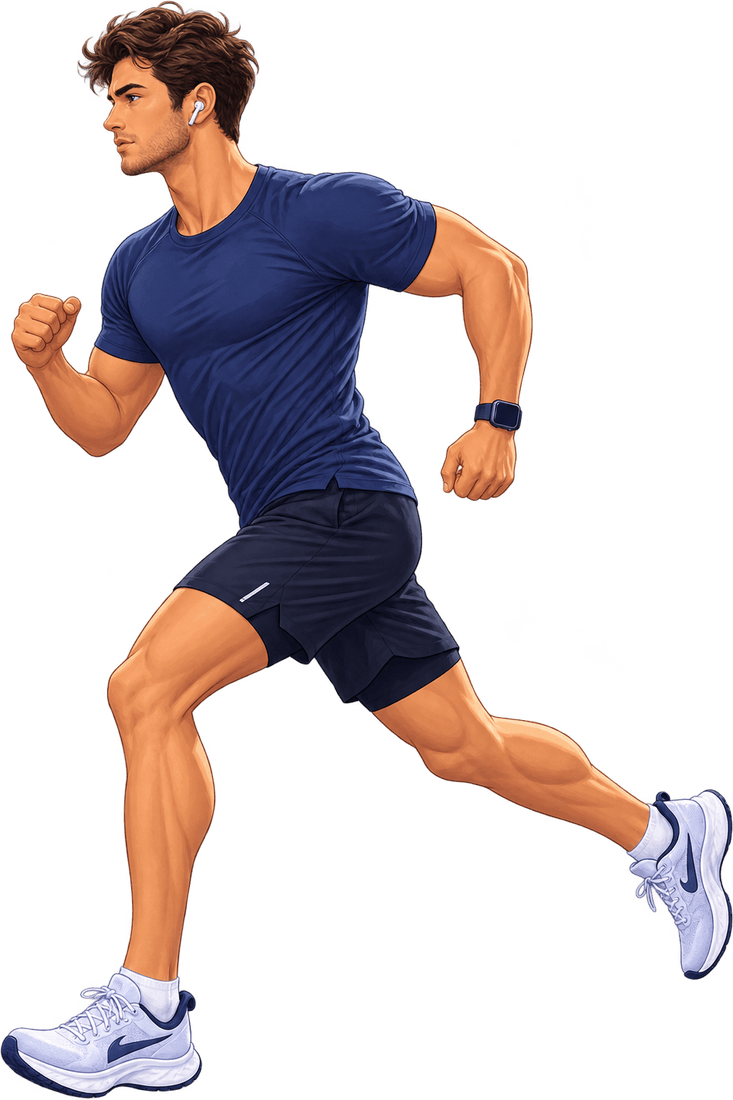 A person mid-stride at an easy running pace.